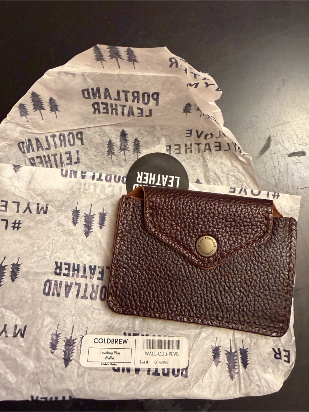 Portland Leather Brown Pebbled Leather Card Wallet with Snap